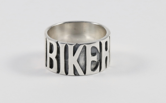 Sterling Silver "BIKER" Ring, Size 13 - 14.3g