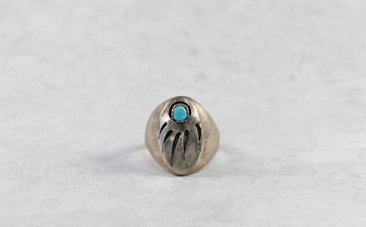 Vintage Navajo Sterling Silver & Turquoise Ring, Size 13.25 - 13.1g