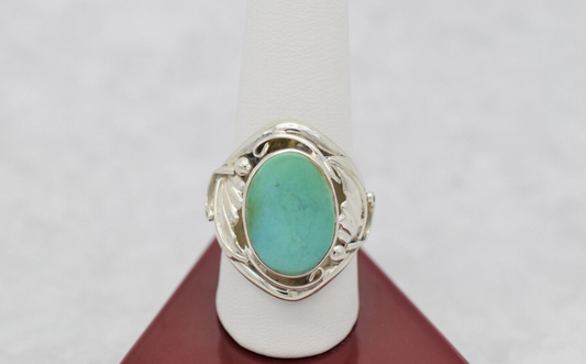 Sterling Silver Turquoise Ring, Size 10 - 12.3g