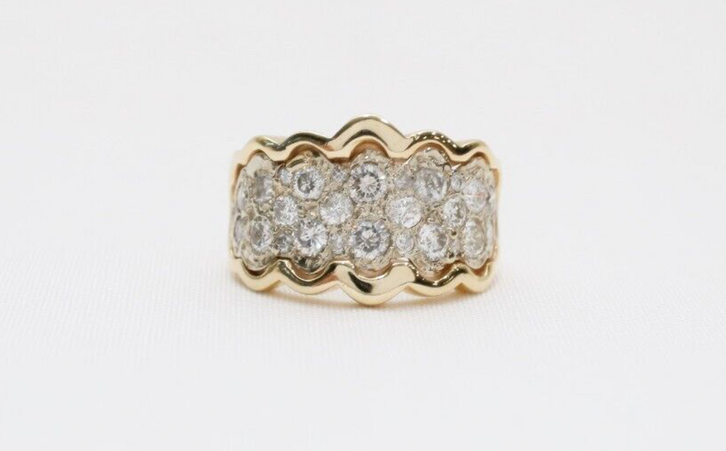 14k Yellow Gold Diamond Cluster RIng, Size 8.5 - 10.7g