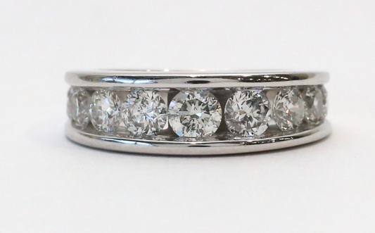 14k White Gold Diamond Band, Size 4.75 - 5.3g