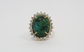 18k Yellow Gold Malachite & Diamond Ring, Size 6 - 8.1g