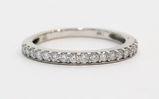 14k White Gold Diamond Band, Size 7.25 - 2.1g