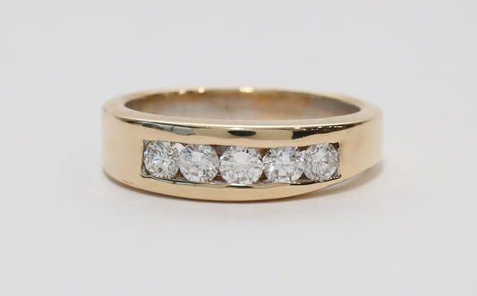 14k Yellow Gold Diamond Band, Size 10 - 9.0g