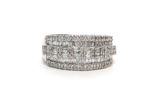 10k White Gold Multi Diamond Ring, Size 7.25 - 4.9g