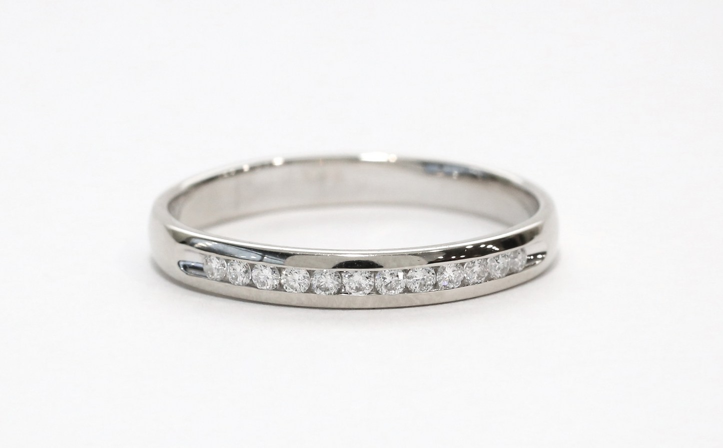 14k White Gold Diamond Band, Size 12.75 - 3.8g