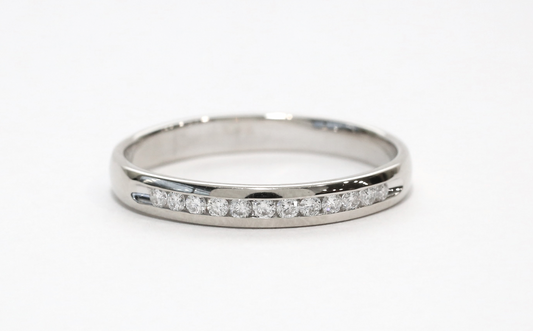 14k White Gold Diamond Band, Size 12.75 - 3.8g