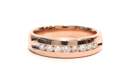 14k Rose Gold Diamond Band, Size 9 - 6.6g