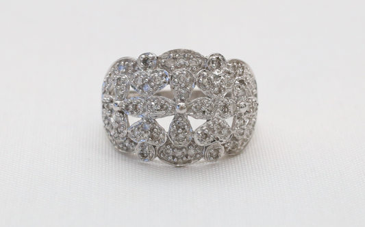10k White Gold Multi-Diamond Ring, Size 8.25 - 4.4g