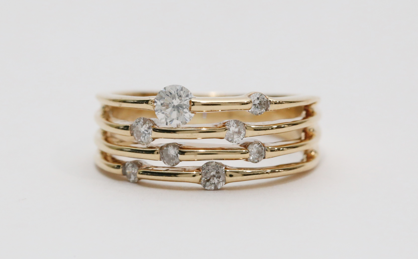 14k Yellow Gold Multi-Diamond Ring, Size 6.5 - 4.9g