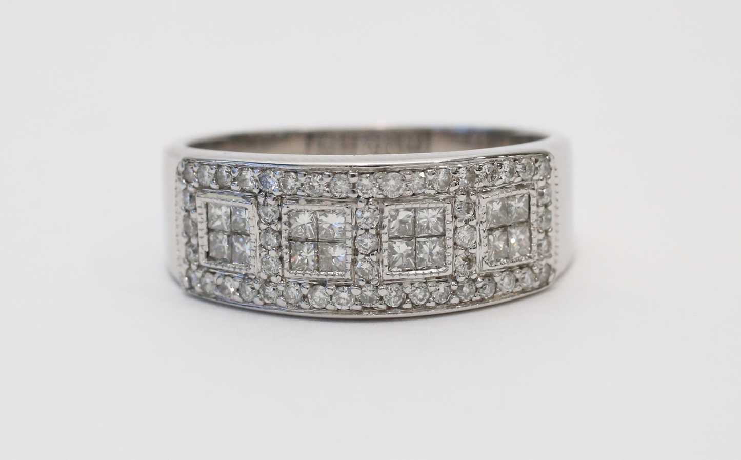 14k White Gold Multi-Diamond Band, Size 10 - 6.6g