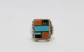 Sterling Silver Inlaid Multi Gemstone Ring, Size 10 - 24.1g