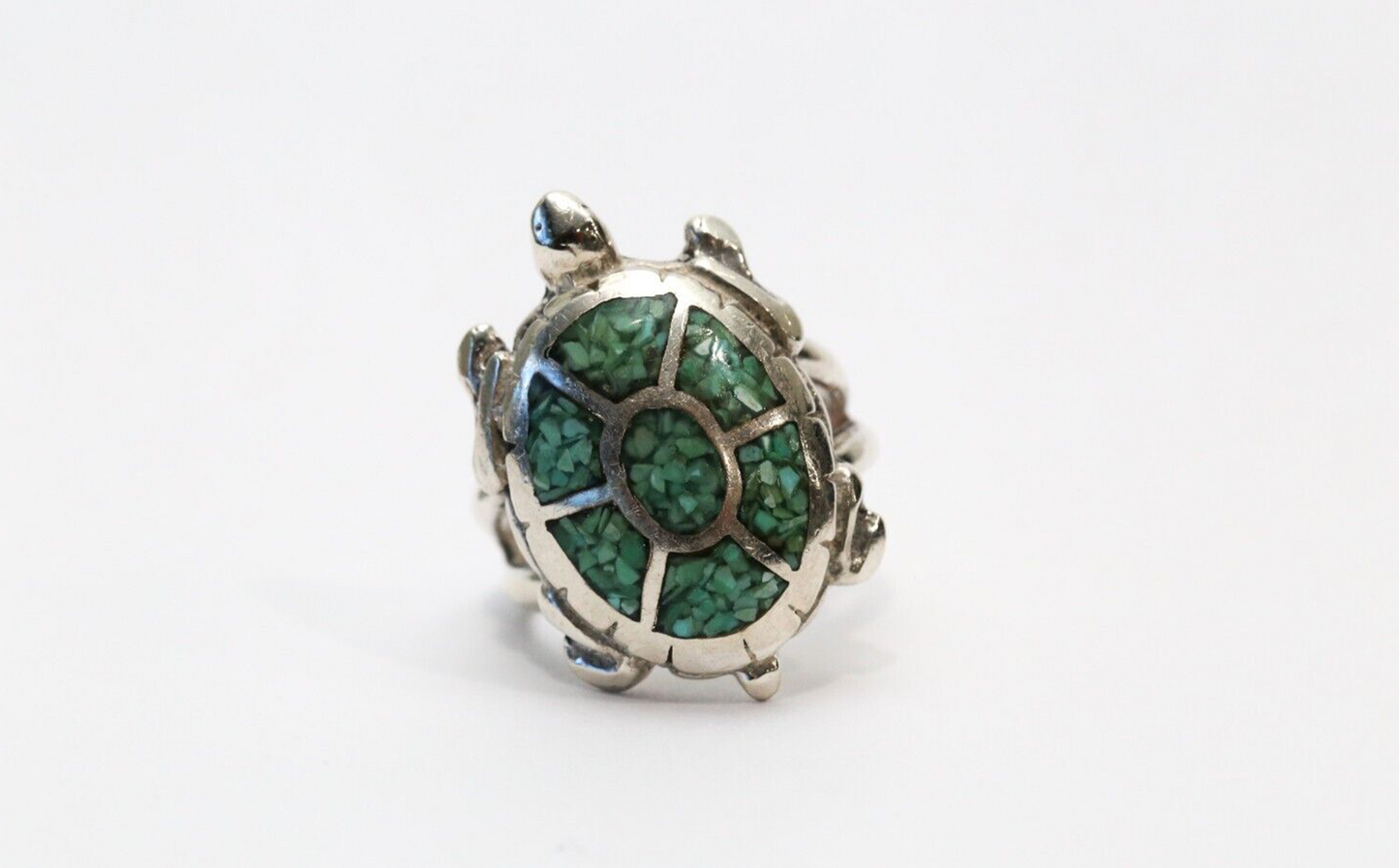 Sterling Silver Turquoise Turtle Ring, Size 7 - 9.5g
