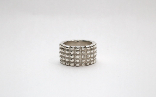 Sterling Silver Studded Ring, Size 6 - 13.8g