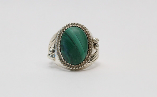 M Payton Sterling Silver Navajo Malachite Ring, Size 9.25 - 17.2g