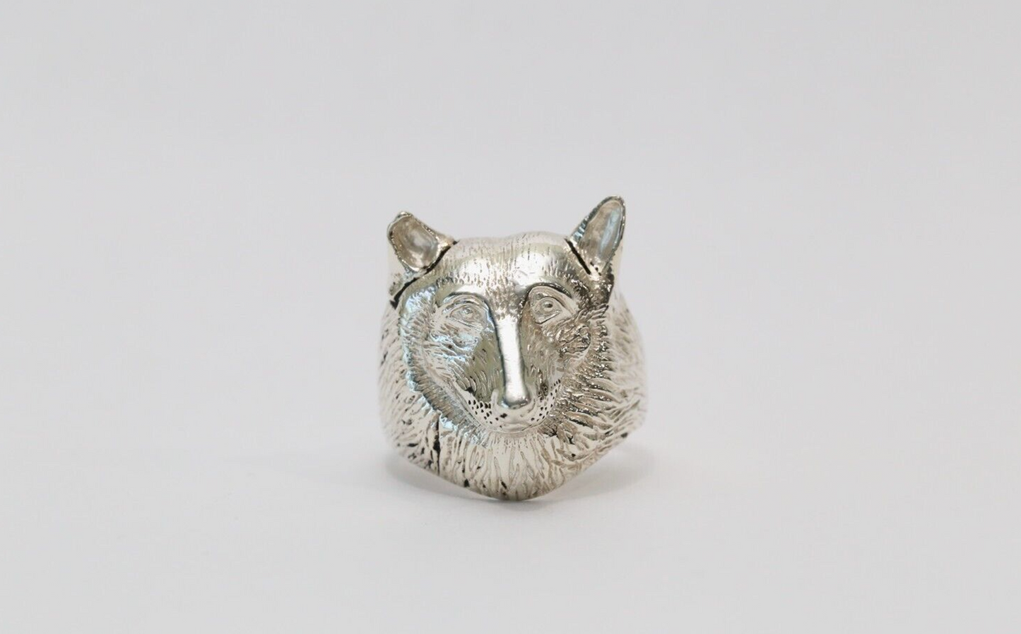Tall Dog Sterling Silver Wolf Ring, Size 10.5 - 13.4g