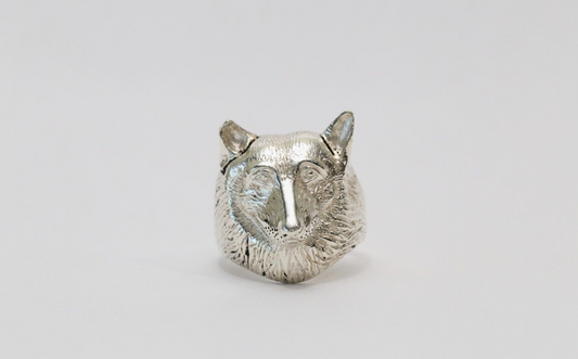 Tall Dog Sterling Silver Wolf Ring, Size 10.5 - 13.4g