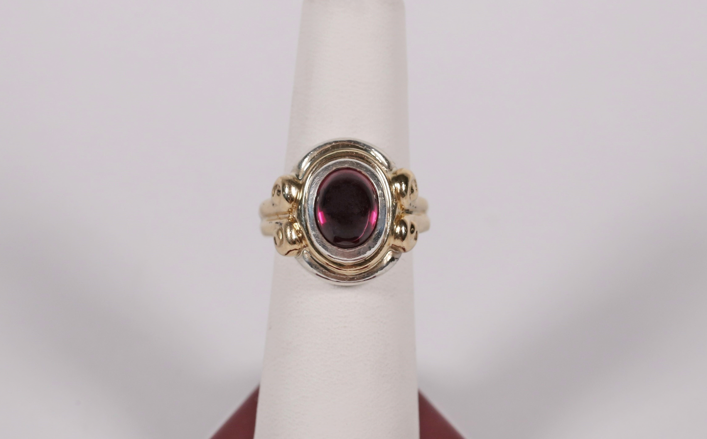 Vintage Sterling Silver & 14k Yellow Gold Tourmaline Ring, Size 7 - 11.9g