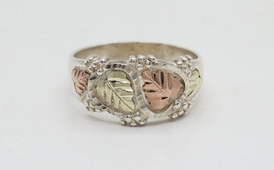 Sterling Silver & 12k Gold Leaf Ring, Size 12 - 6.1g