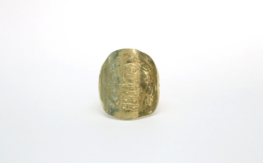 Antique 14k Yellow Gold Byzantine Gold Coin Of Emperor Justinian Ring, Size 10.5 - 12.4g