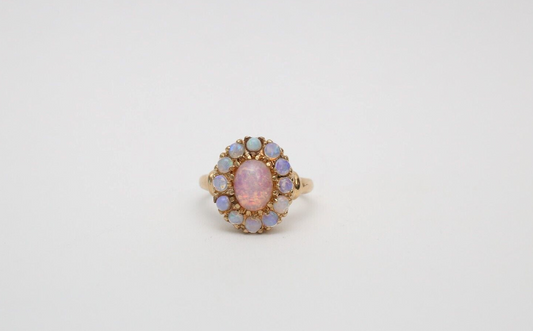 14k Yellow Gold Opal Ring, Size 4.75 - 3.1g