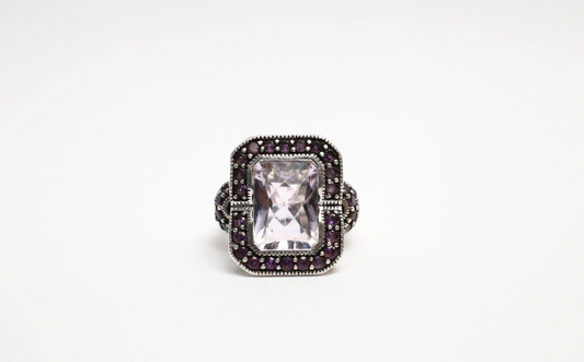 Sterling Silver Purple Quartz Ring, Size 7 - 10.6g