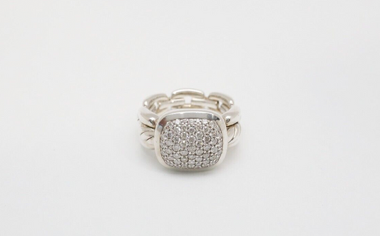 David Yurman Sterling Silver Diamond Wellesley Cocktail Ring, Size 7 - 12.7g