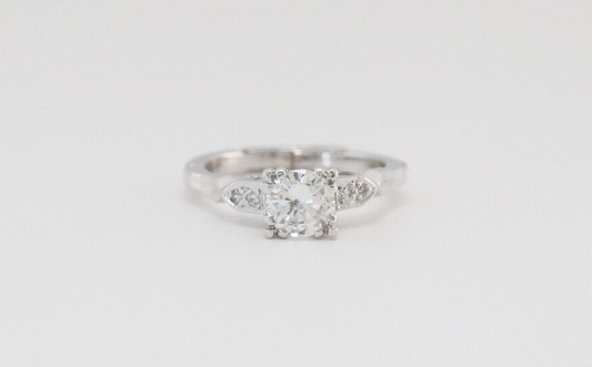 14k White Gold Diamond Finger Fit Engagement Ring, Size 5.5 - 3.8g