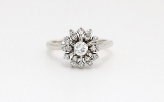 14k White Gold Diamond Hinged Ring, Size 9.25 - 6.0g