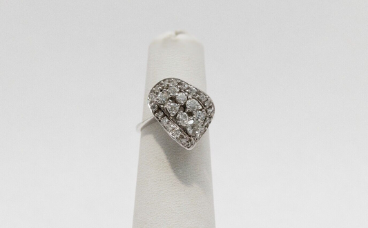 14k White Gold Diamond Ring, Size 5.75 - 5.4g