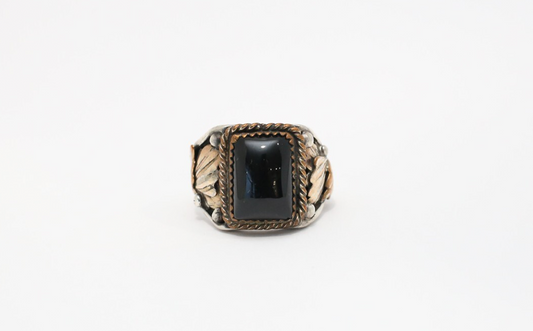 Vintage Sterling Silver Onyx Ring, Size 10 - 14.2g