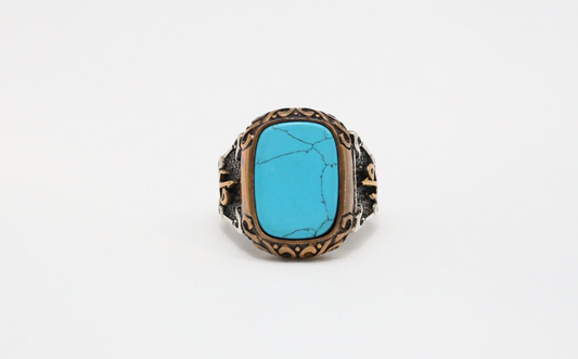 Vintage Sterling Silver Turquoise Ring, Size 11.5 - 15.5g