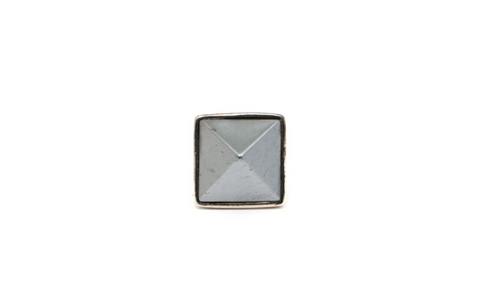 Sterling Silver Heavy Hematite Pyramid Ring, Size 9 - 20.7g