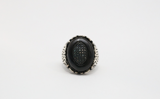 Vintage Sterling Silver Marcasite Ring, Size 9 - 9.4g