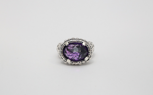 Bora Yasar Sterling Silver Amethyst Ring, Size 8 - 13.5g