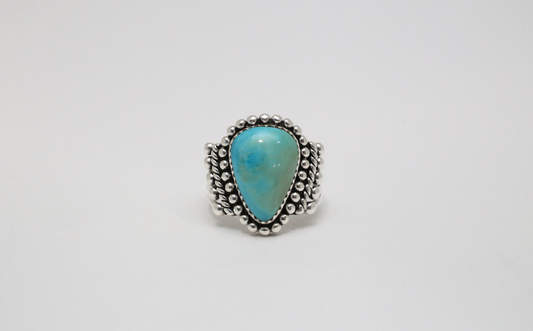 Sterling Silver Turquoise Ring, Size 9.5 - 10.6g