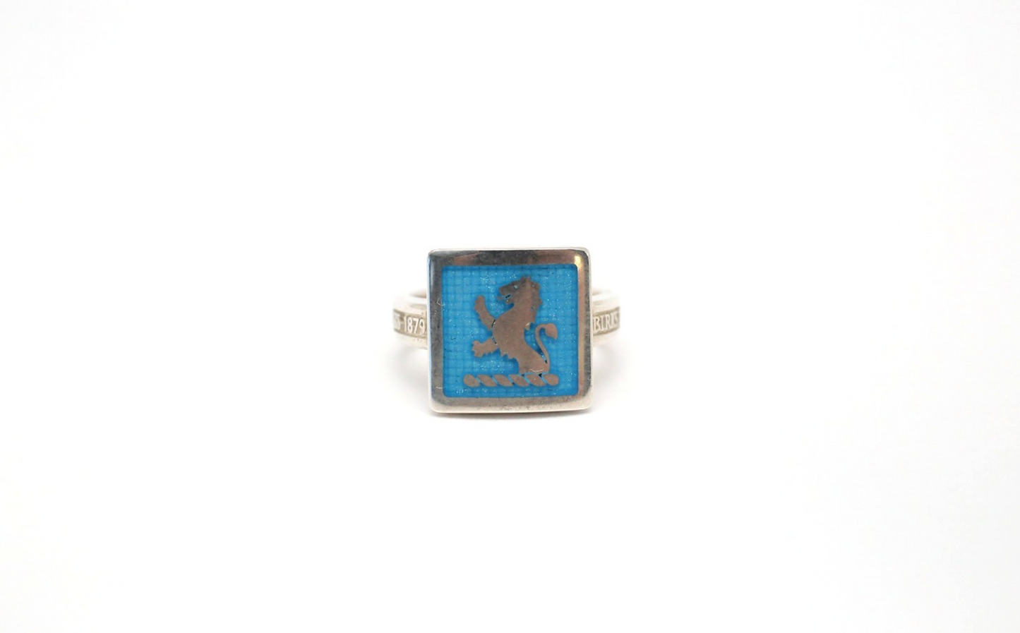 Birks Sterling Silver Blue Heraldic Lion Ring, Size 6.75 - 9.0g