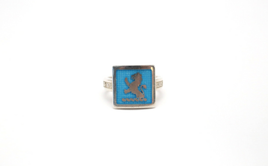 Birks Sterling Silver Blue Heraldic Lion Ring, Size 6.75 - 9.0g