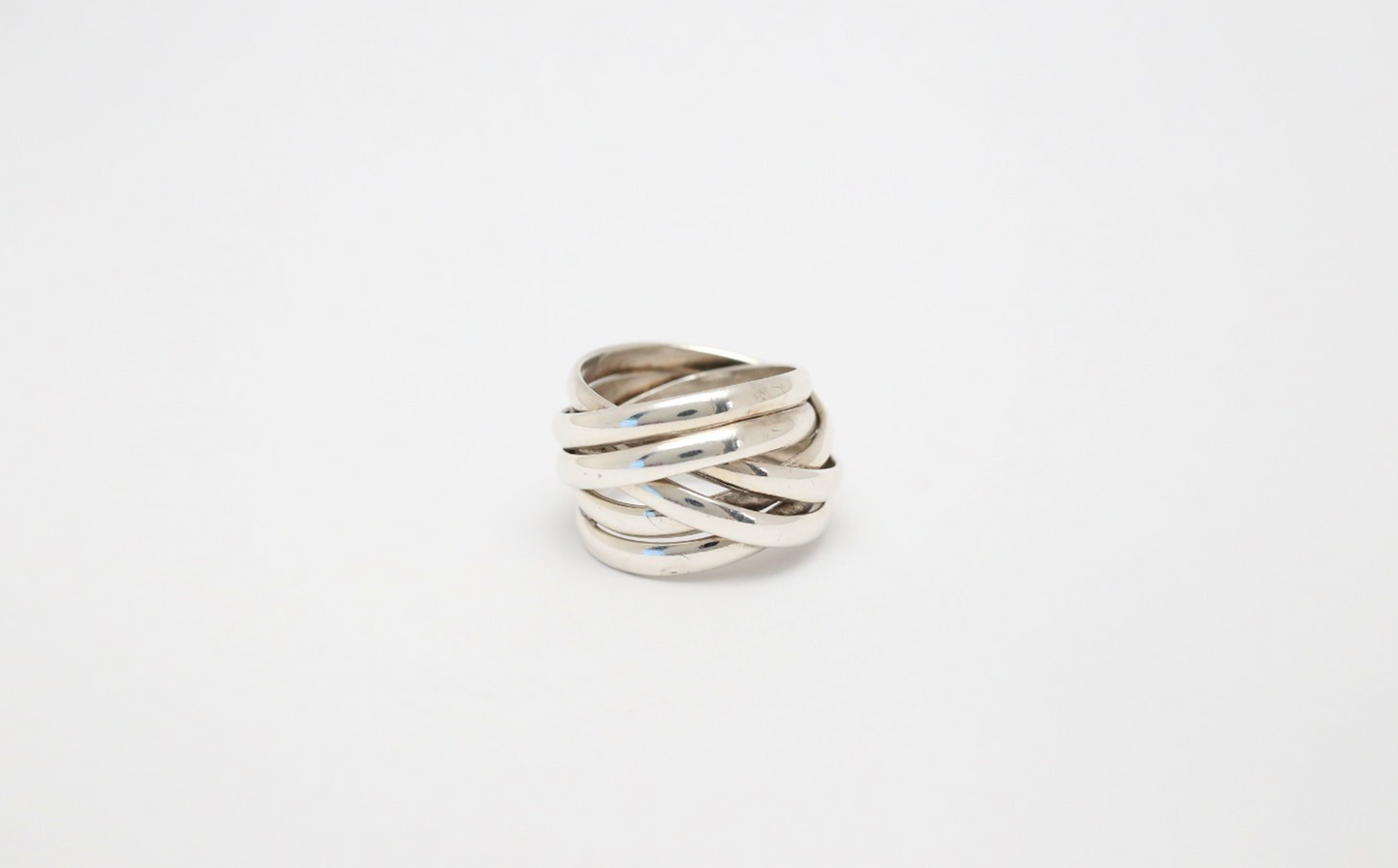 Sterling Silver Multi-Band Crossover Ring, Size 7 - 9.5g