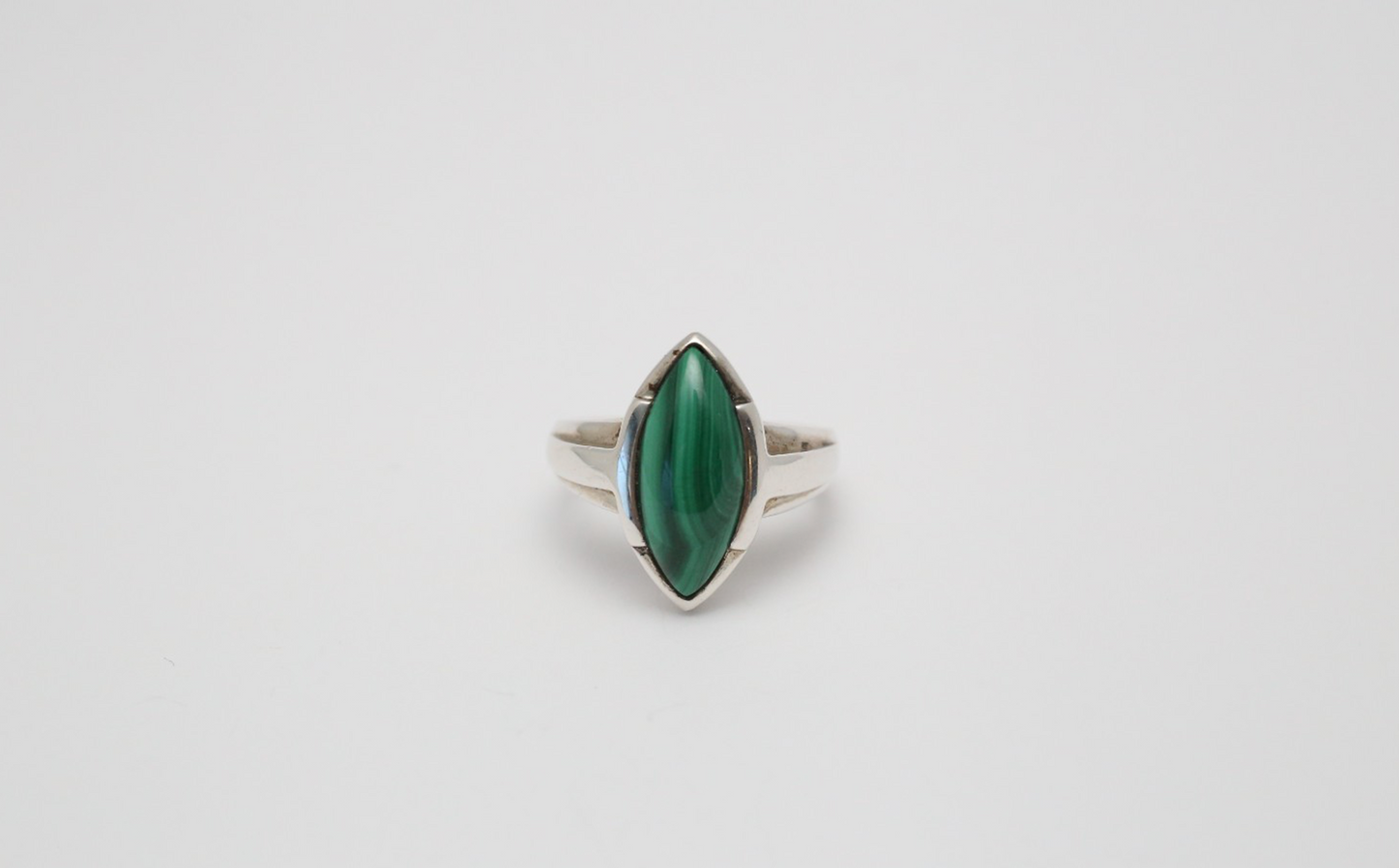 Sterling Silver Malachite Ring, Size 8.25 - 7.7g