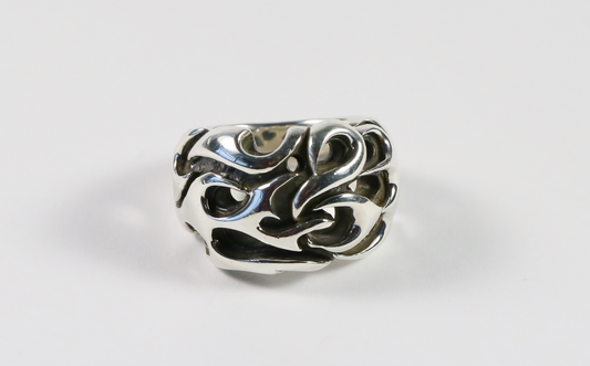 Sterling Silver Flame Ring, Size 11.5 - 28.8g