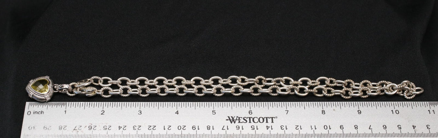 Judith Ripka Sterling Silver Heart Hinge Cuff & Heart Charm Necklace Set, 108.3g