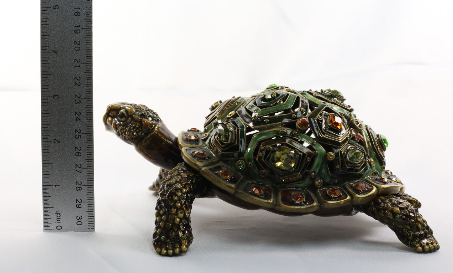 Jay Strongwater Large Turtle Trinket Box with Swarovski Crystals