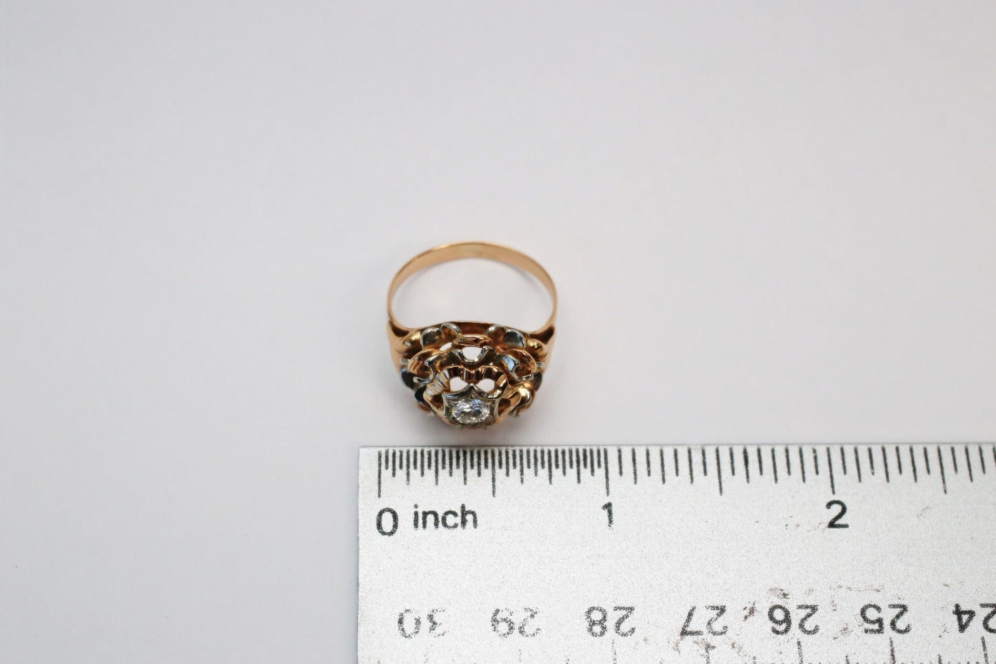 18k Yellow & White Gold Diamond Ring, Size 8.25 - 5.3g