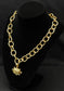 Elizabeth Locke 19k Yellow Gold Link Necklace with Eros & Lion Diamond Pendant, 18 inches - 112.8g