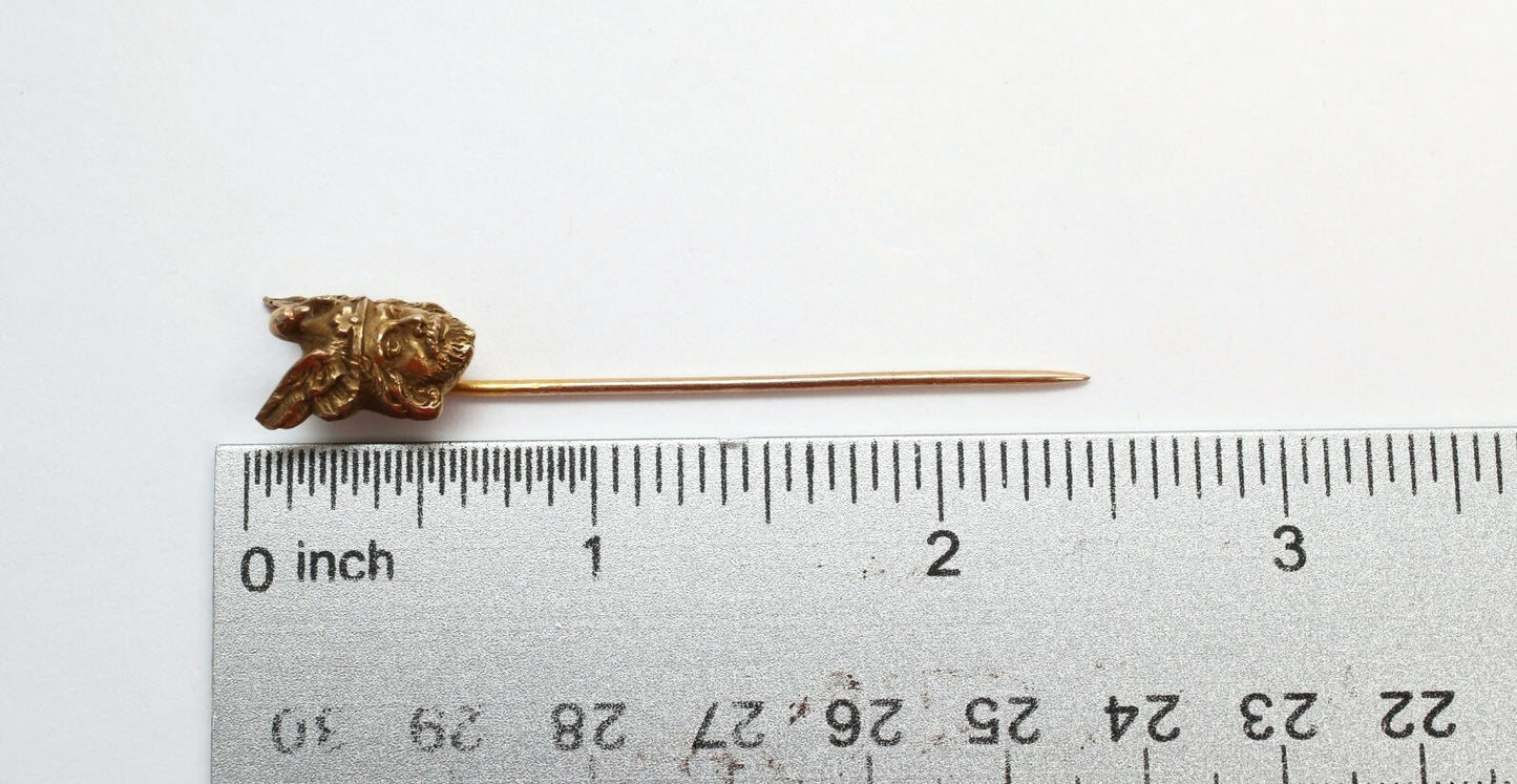 Antique 10k Yellow Gold Viking Stick Pin Circa 1910, 3.2g