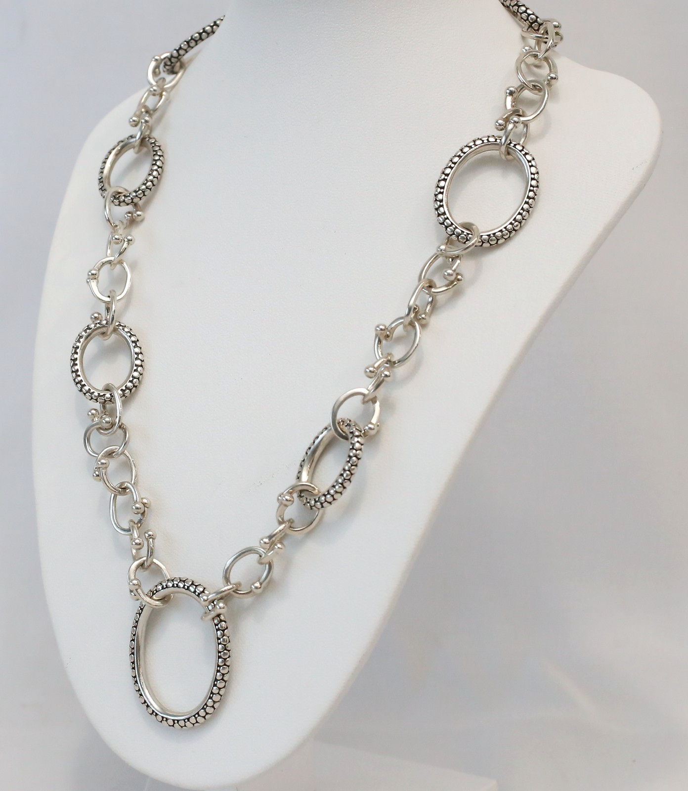 Vintage Michael Dawkins Sterling Silver Toggle Necklace, 18 inches - 61.5g