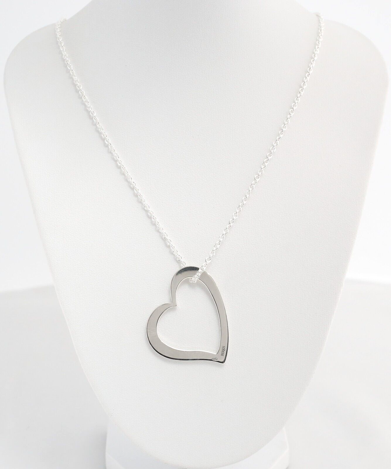 Birks Sterling Silver Large Heart Pendant Necklace, 17 inches - 9.9g