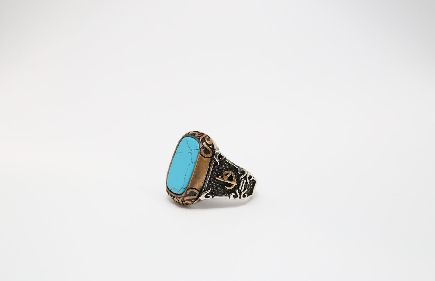 Vintage Sterling Silver Turquoise Ring, Size 11.5 - 15.5g