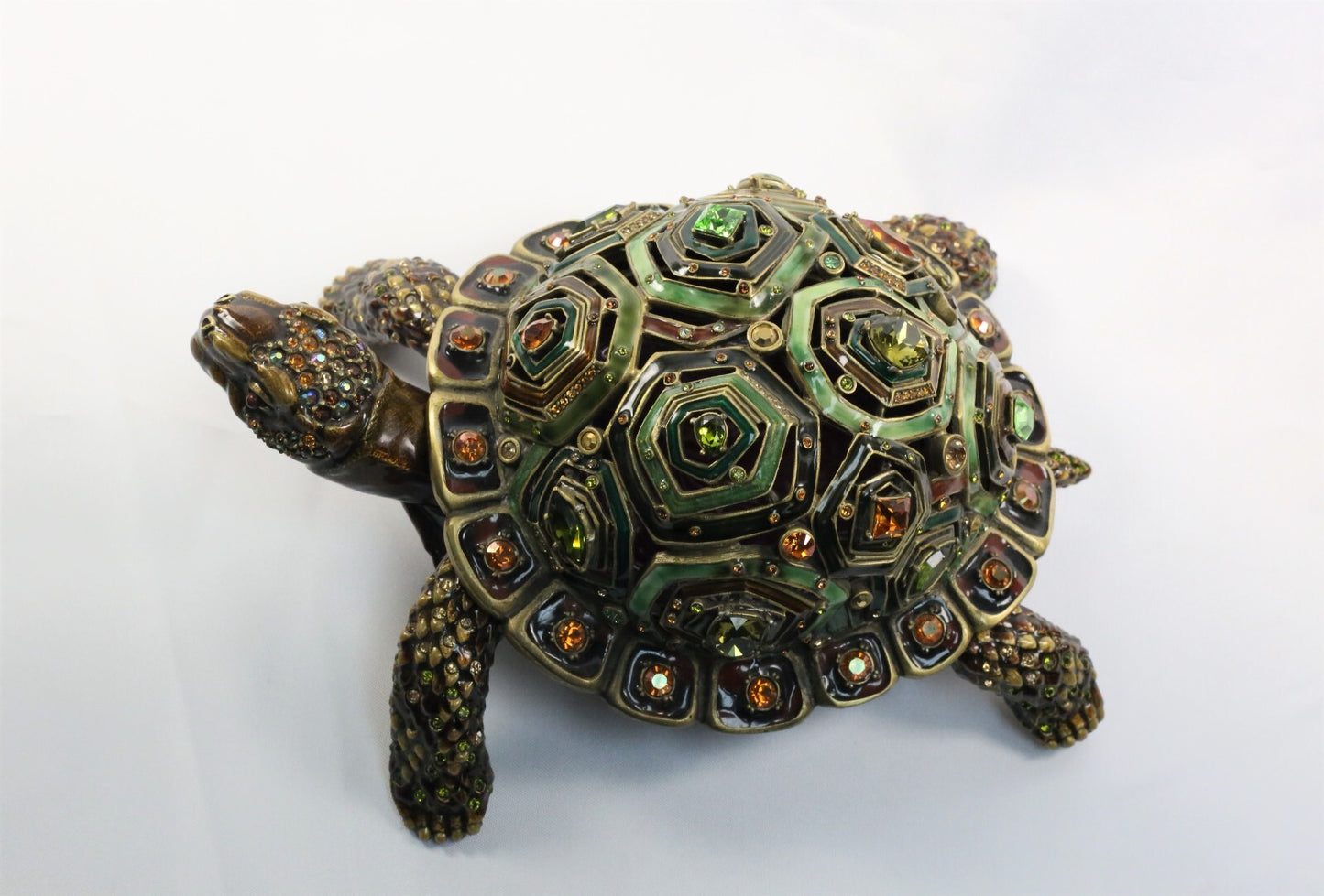 Jay Strongwater Large Turtle Trinket Box with Swarovski Crystals